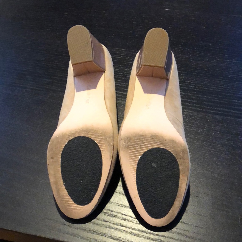 Camel/Cream Color Suede Calvin Klein Block Heels. - image 3